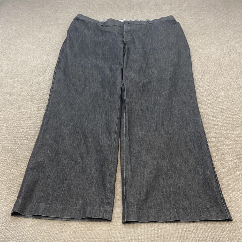 Lee Platinum Label Wide Leg Jeans Womens 22W Gray Charcoal High Rise Stretch